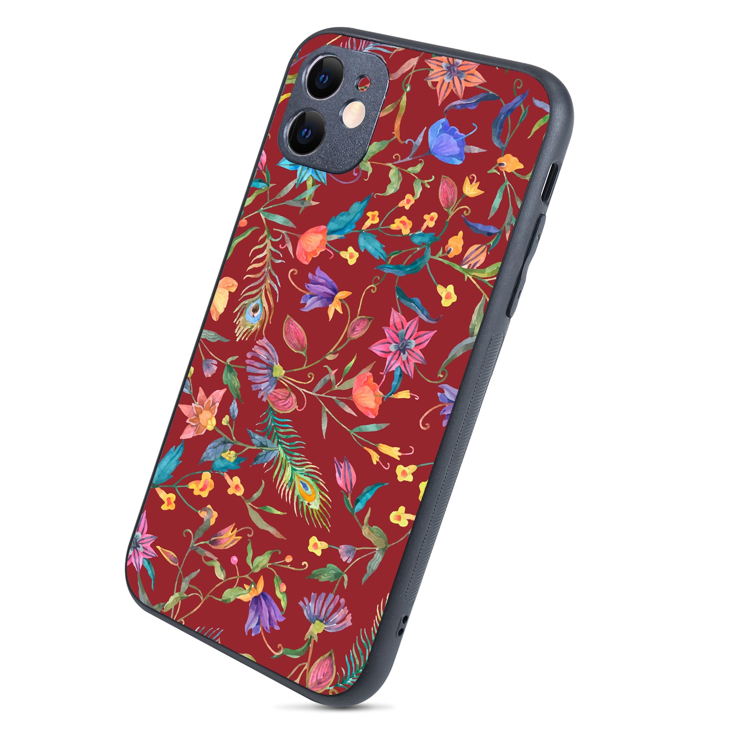 Red Doodle Floral iPhone 11 Case