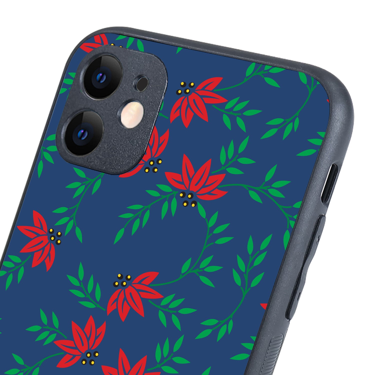 Red Green Leaves Floral iPhone 11 Case