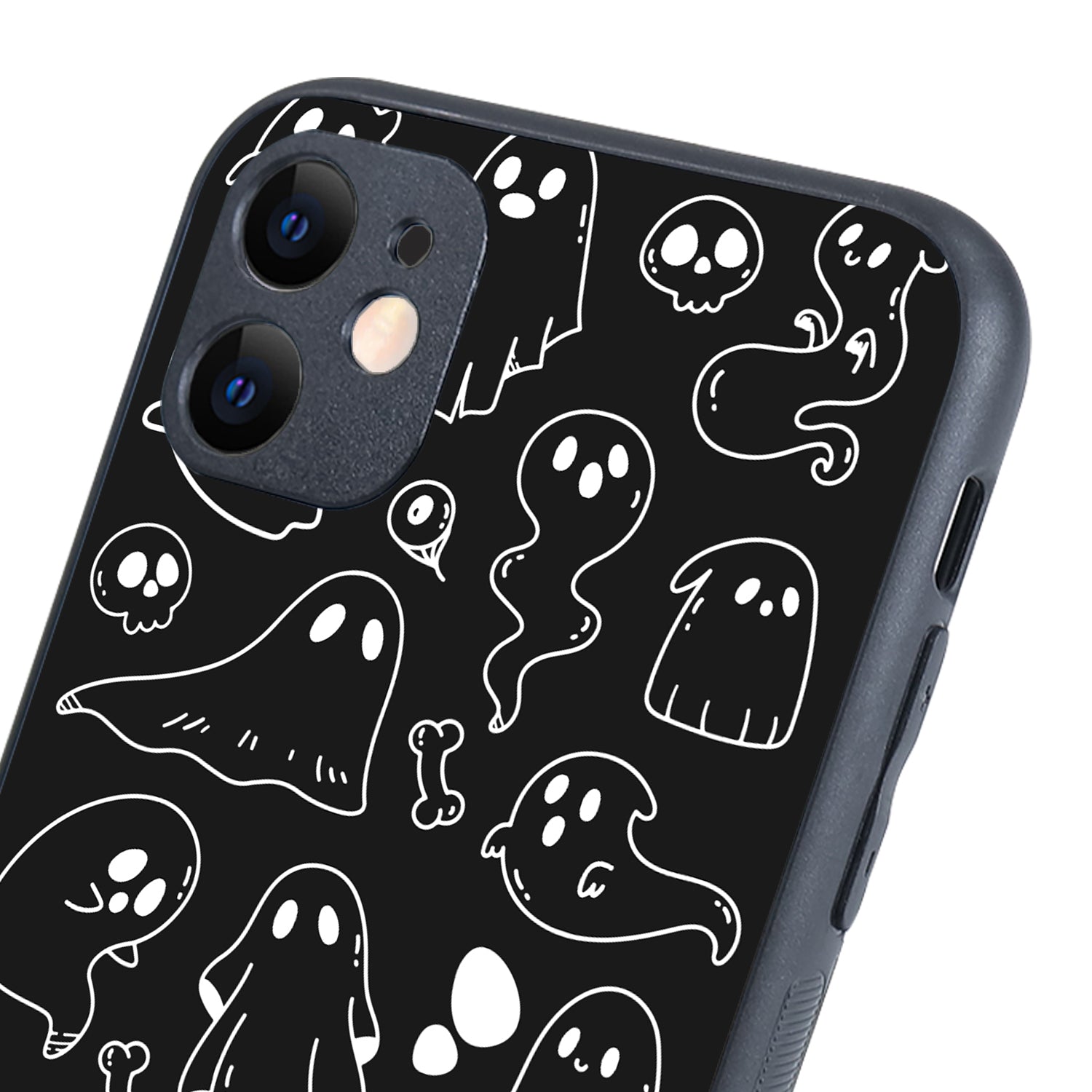 Black Ghost Doodle iPhone 11 Case