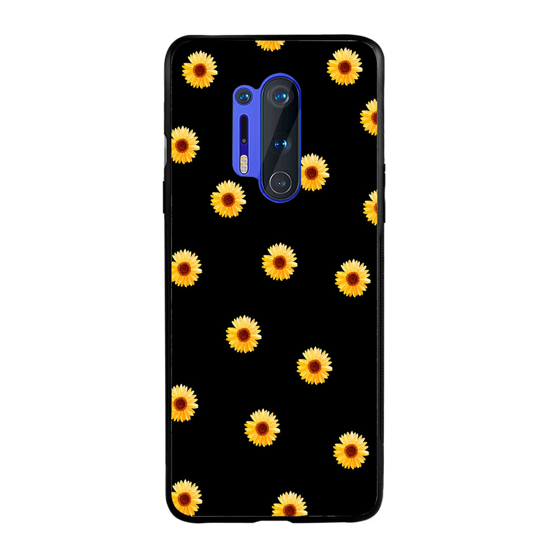 Yellow Sunflower Black Floral Oneplus 8 Pro Back Case