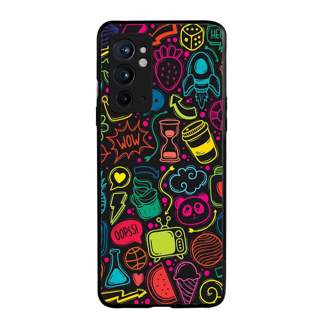 Wow Black Doodle OnePlus 9 RT Back Case