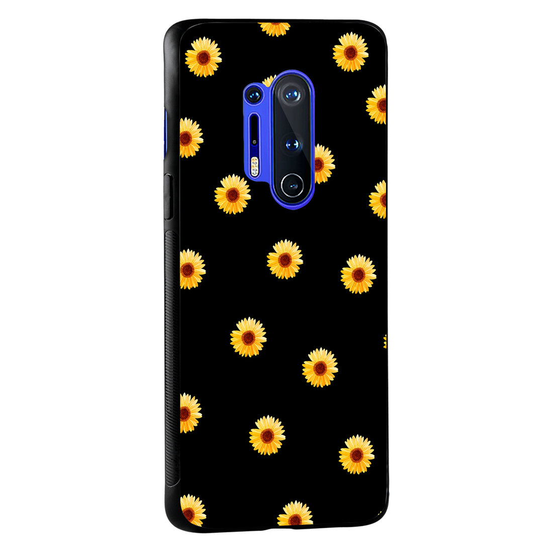 Yellow Sunflower Black Floral Oneplus 8 Pro Back Case