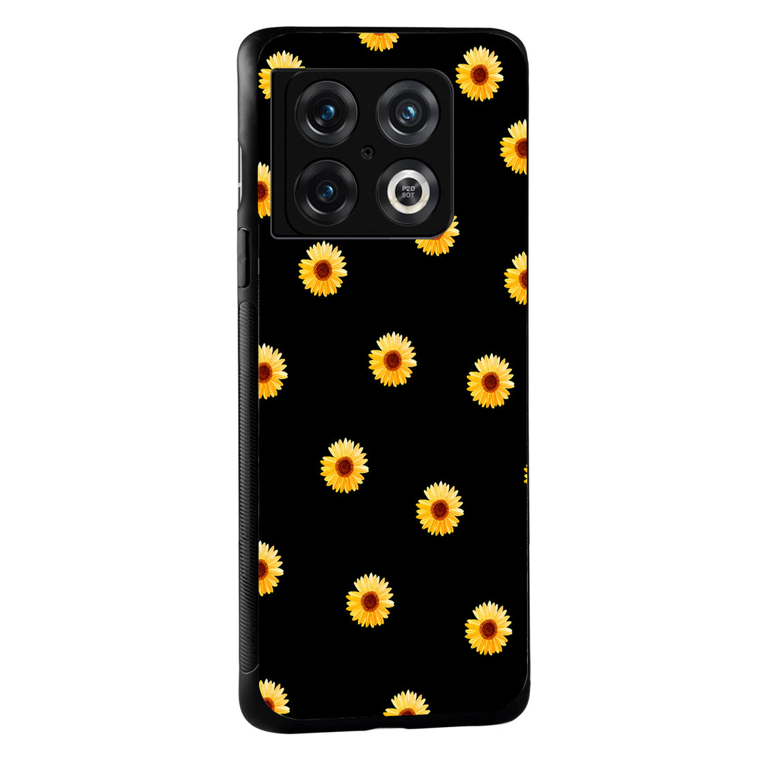 Yellow Sunflower Black Floral Oneplus 10 Pro Back Case