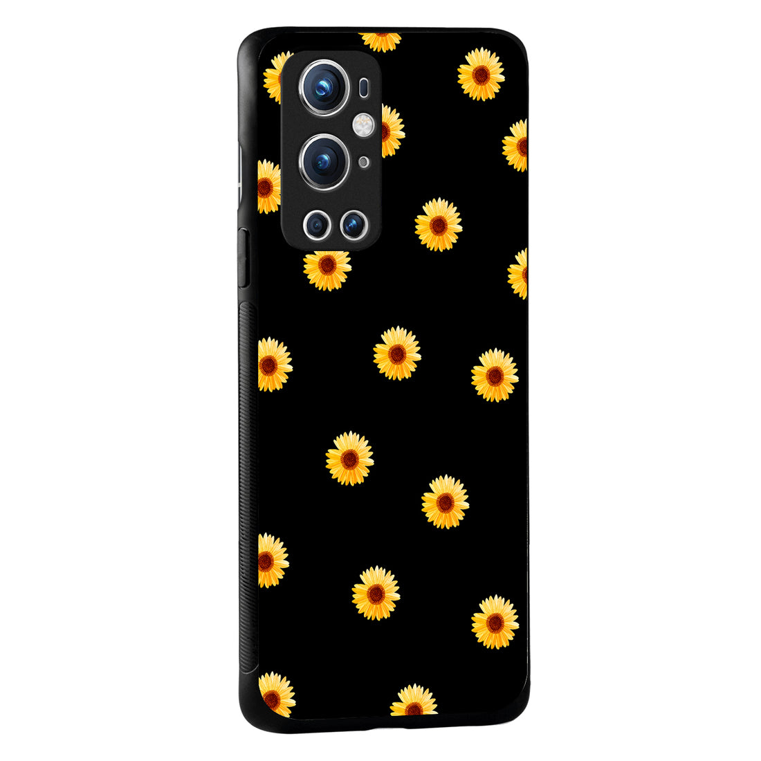 Yellow Sunflower Black Floral Oneplus 9 Pro Back Case