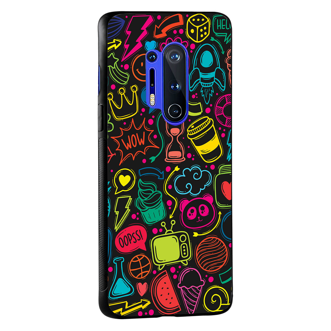Wow Black Doodle OnePlus 8 Pro Back Case