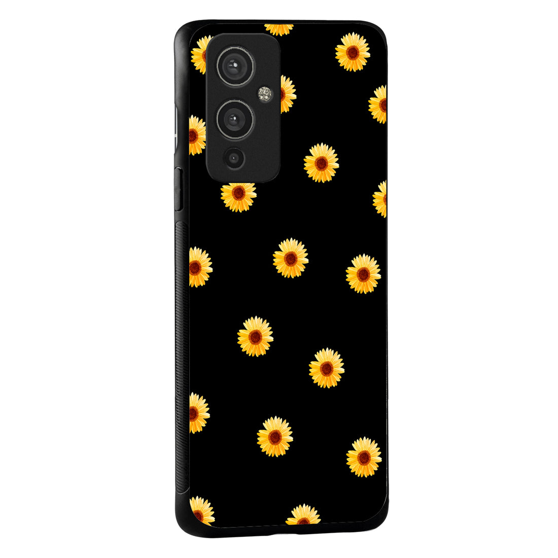 Yellow Sunflower Black Floral Oneplus 9 Back Case