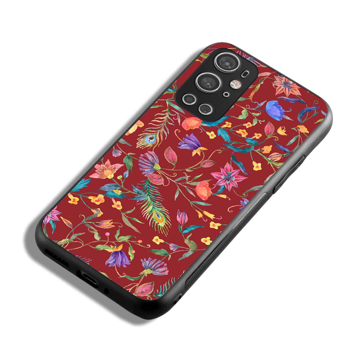Red Doodle Floral Oneplus 9 Pro Back Case