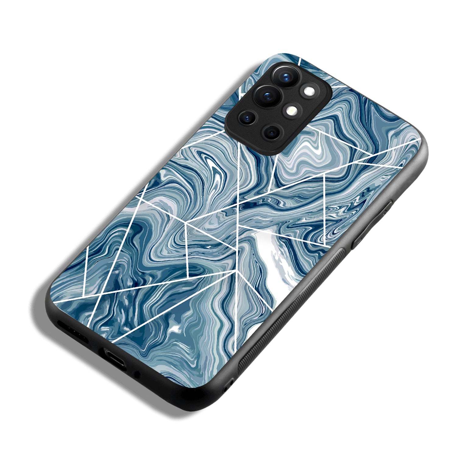 Blue Tile Marble Oneplus 9 R Back Case