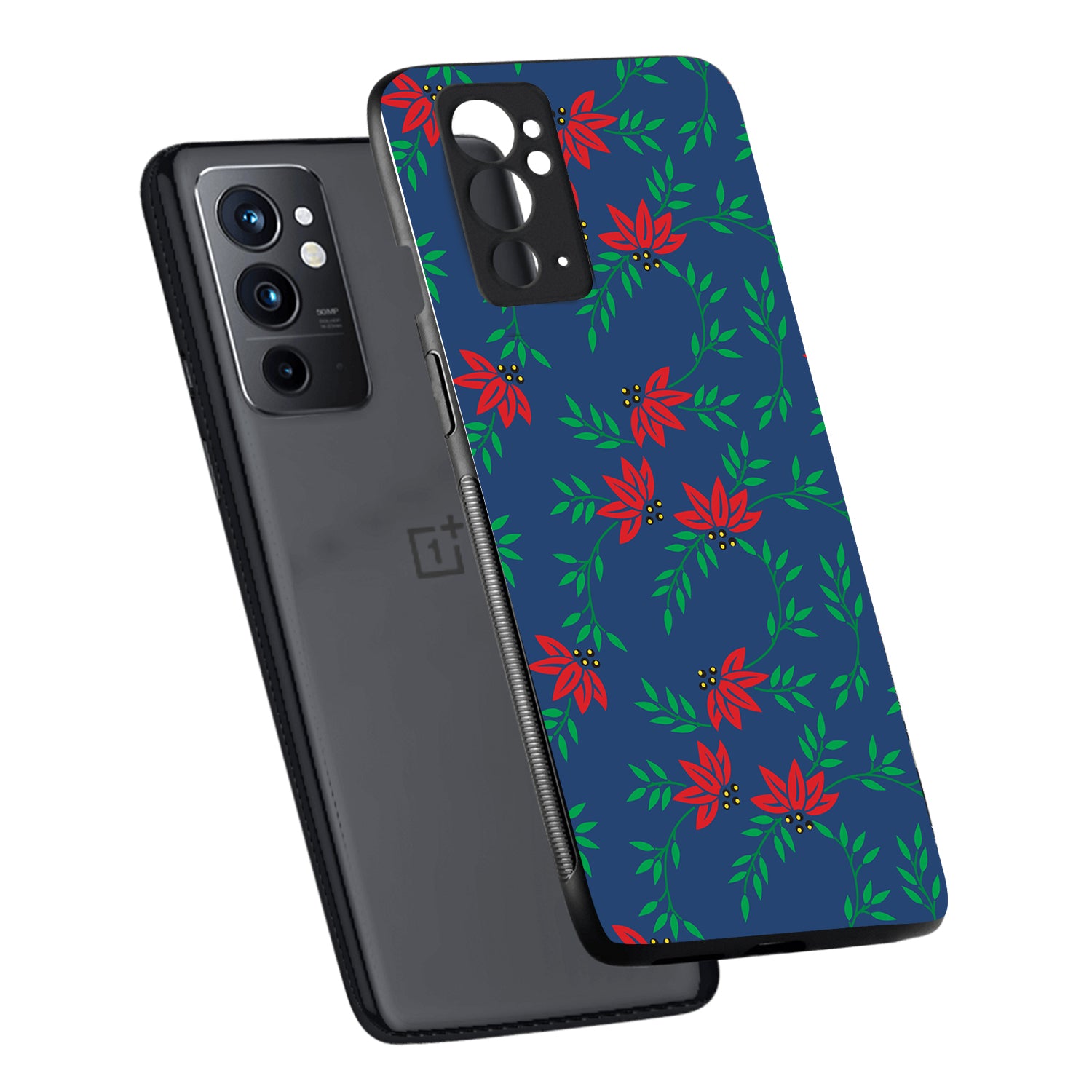 Red Green Leaves Floral Oneplus 9 Rt Back Case