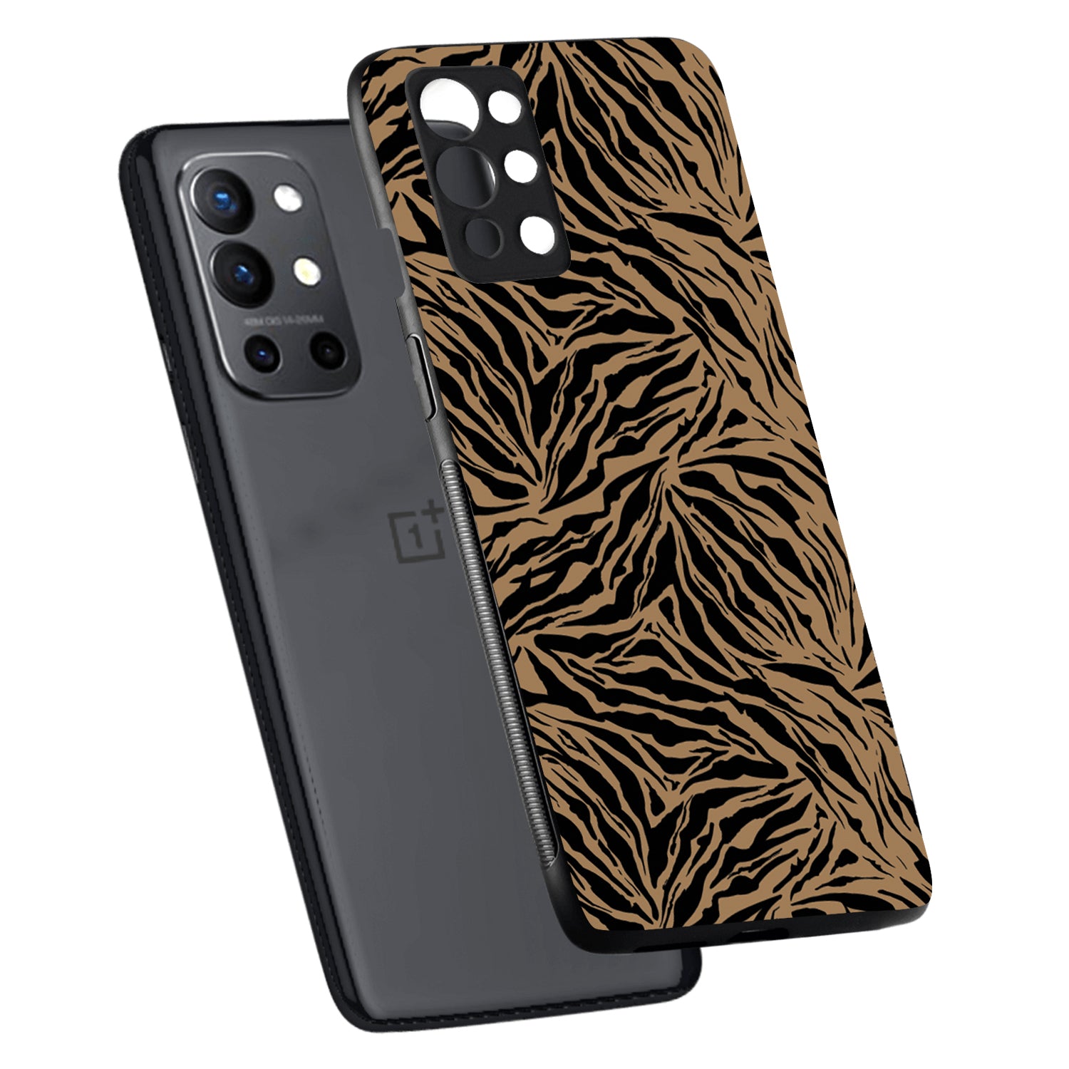 Black Strips Animal Print Oneplus 9 R Back Case