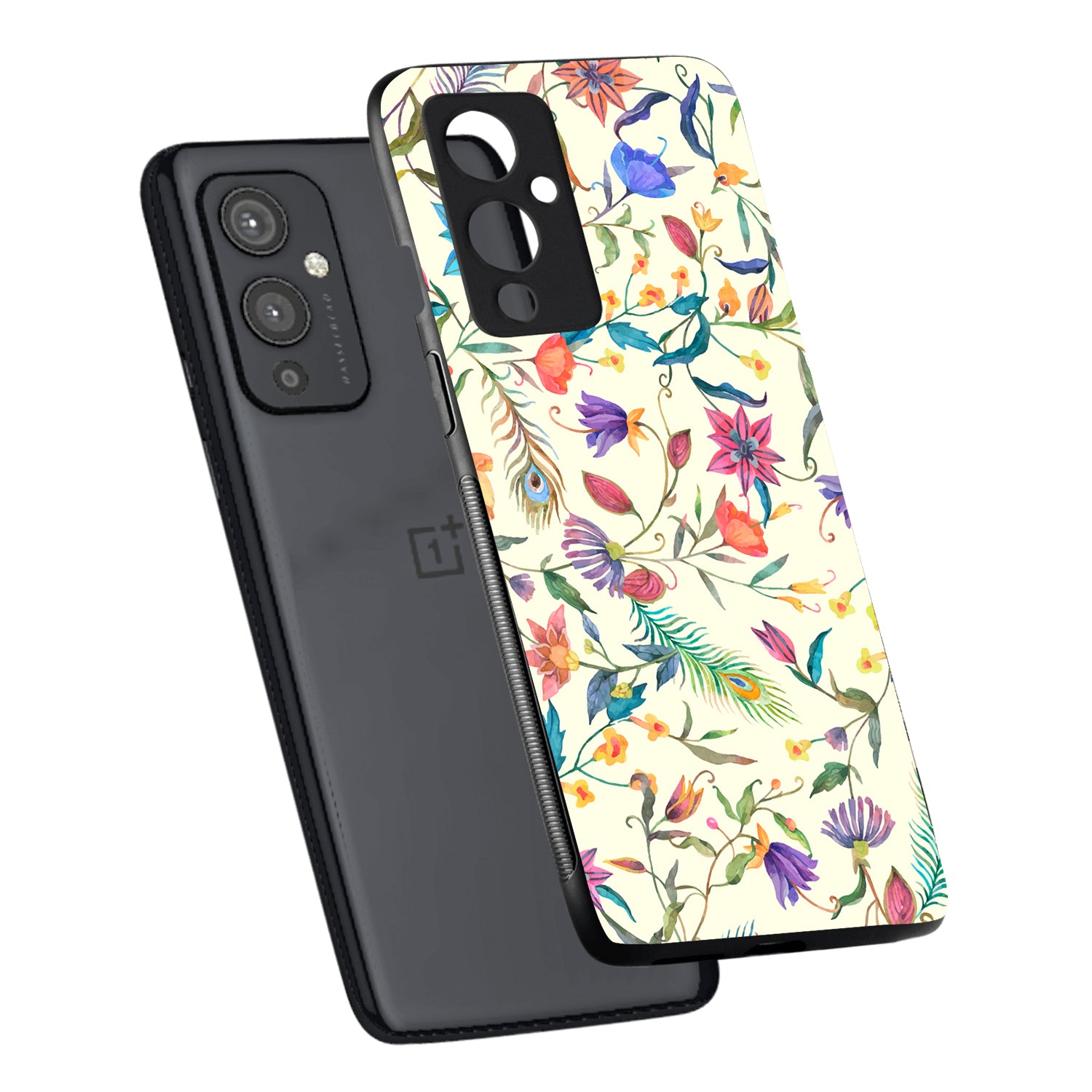 White Doodle Floral Oneplus 9 Back Case