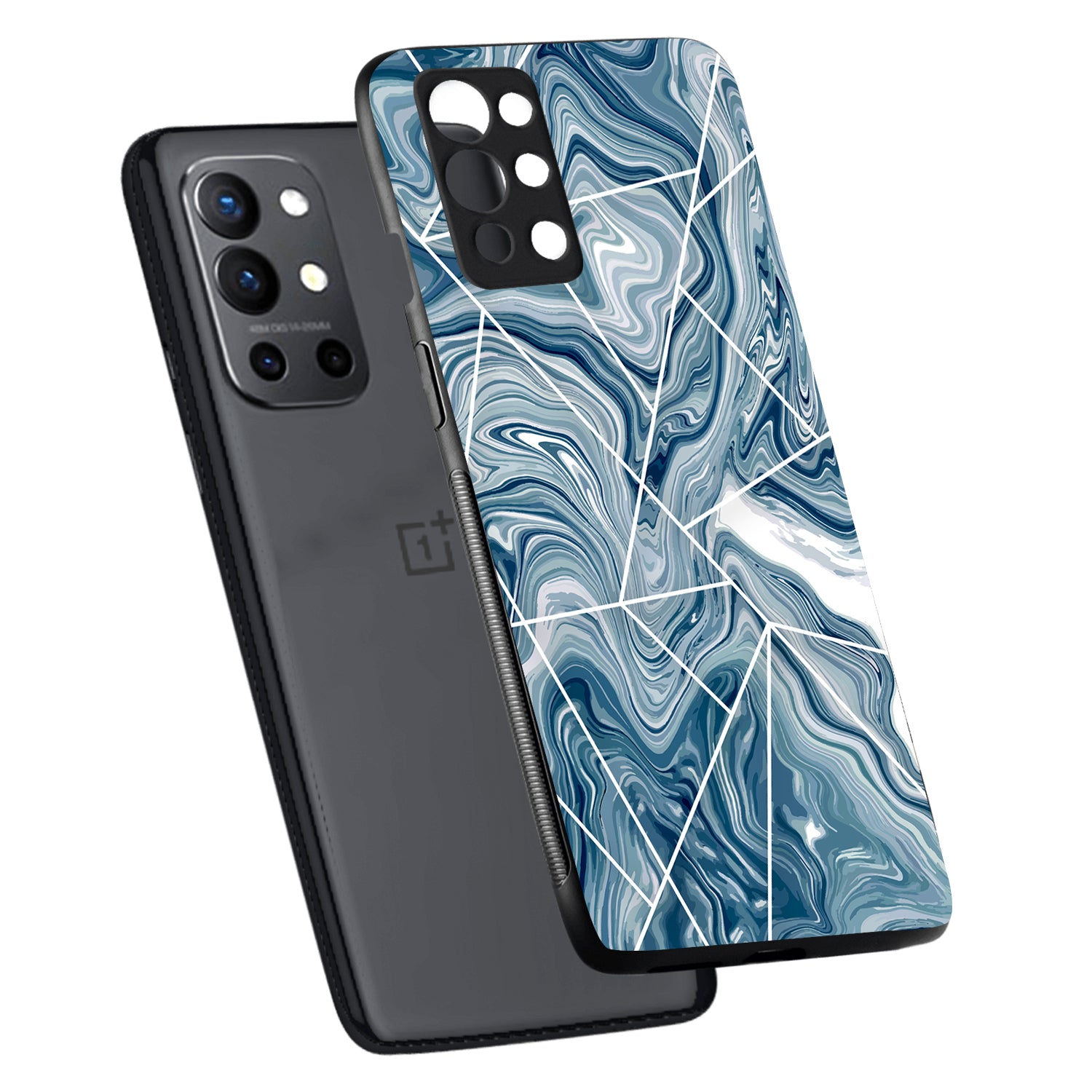 Blue Tile Marble Oneplus 9 R Back Case