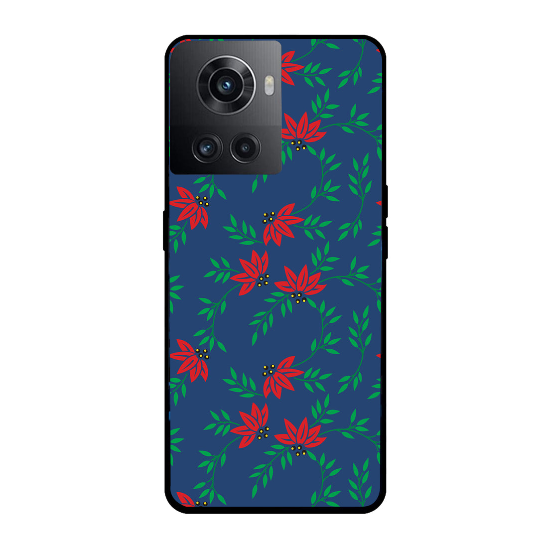 Red Green Leaves Floral Oneplus 10 R Back Case